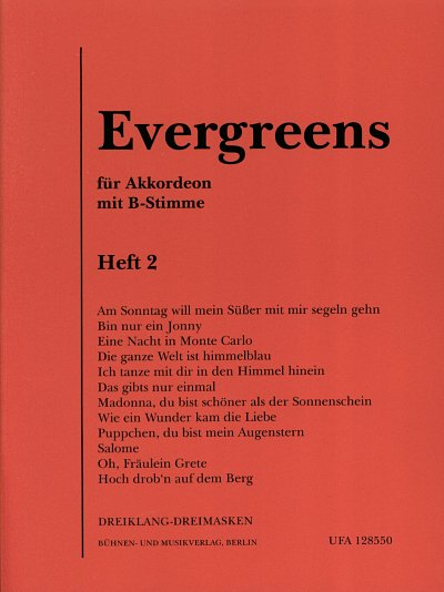 Evergreens, Heft 2, Akkordeon; Klarinette [Tromp/Sax] B