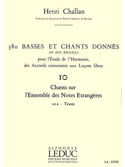 H. Challan: 380 Basses et Chants Donnés Vol. 10A