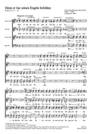 DL: F. Mendelssohn Barth: Denn er hat seinen Engel, GCh8 (Pa