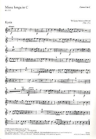 W.A. Mozart: Missa longa in C KV 262, GesGchOrchOr (Hrn1)