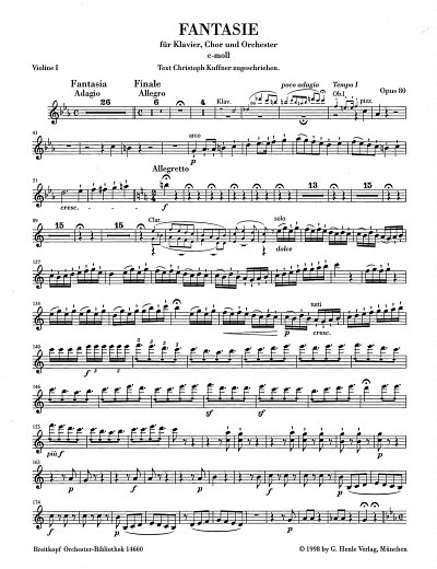L. v. Beethoven: Chorfantasie c-Moll op. 80, KlGchOrch (Vl1)