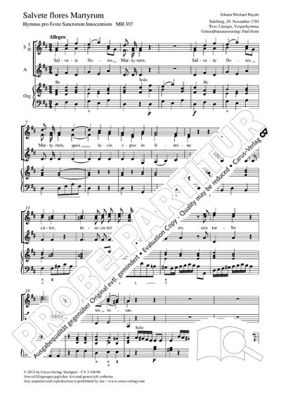 DL: M. Haydn: Salvete flores Martyrum D-Dur MH 3, FchOrg (Pa