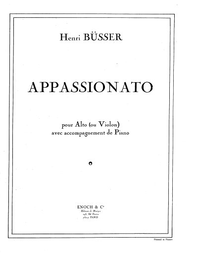 H. Busser: Appassionato, Va/VlKlv (KlavpaSt)