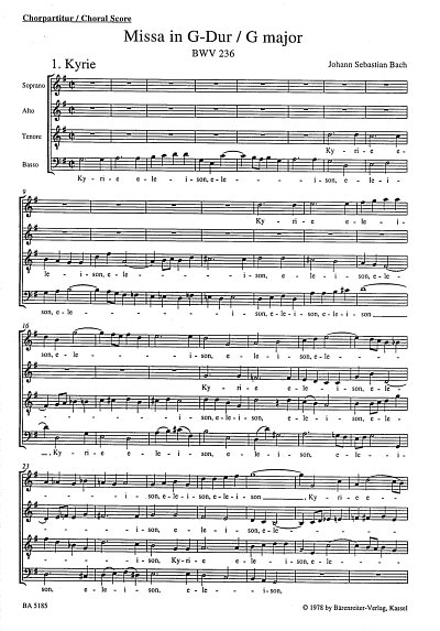 J.S. Bach: Missa in G-Dur BWV 236, 4GesGchOrch (Chpa)
