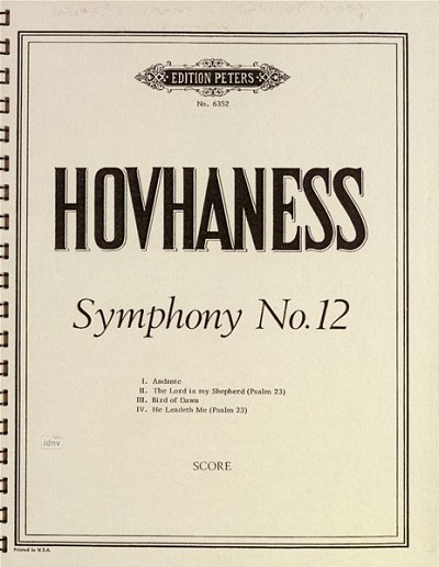 A. Hovhaness: Sinfonie Nr. 12 op. 188, Sinfo (Part.)