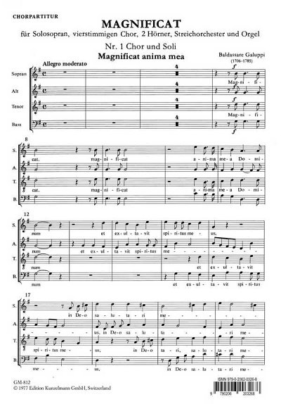 B. Galuppi: Magnificat G-Dur, GesGchOrch (Chpa)