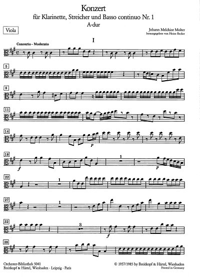J.M. Molter: Klarinettenkonzert Nr. 1 A-dur, KlarOrch (Vla)