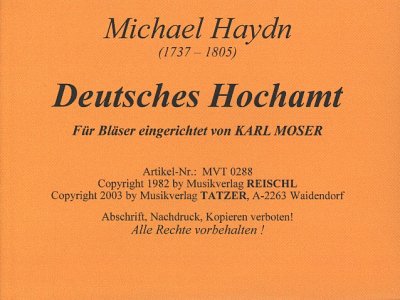 M. Haydn: Deutsches Hochamt, Blask (Pa+St)