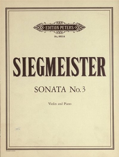 Siegmeister: Sonate für Violine und Klavier Nr. 3