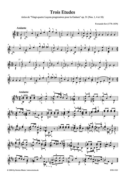 DL: F. Sor: 3 Etueden op. 31, Nr. 1, 4, 18