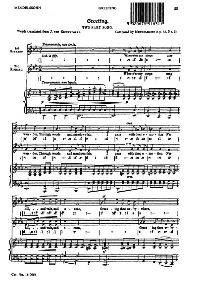 F. Mendelssohn Barth: Greeting, GesSKlav (Bu)