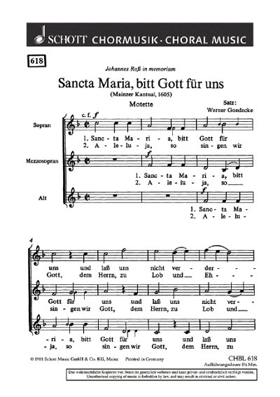 DL: G. Werner: Sancta Maria, bitt Gott für uns (Chpa)