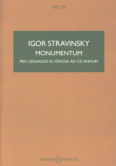 I. Strawinsky: Monumentum, Sinfo (Part.)