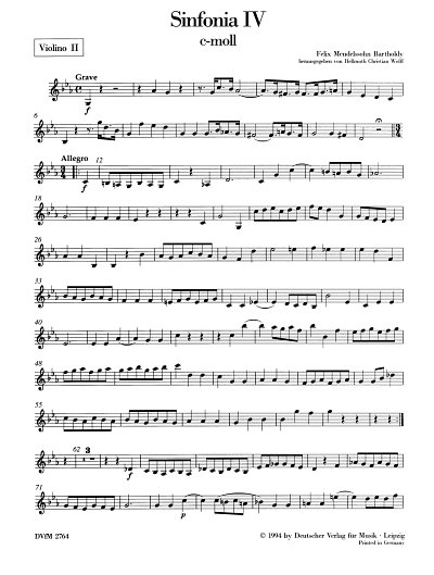 F. Mendelssohn Barth: Sinfonia IV c-moll, Stro (Vl2)
