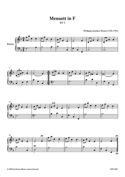 DL: W.A. Mozart: Menuett in F KV 2