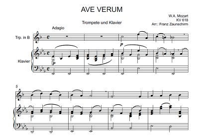 DL: W.A. Mozart: Ave verum corpus, TrpKlav (Par2St)