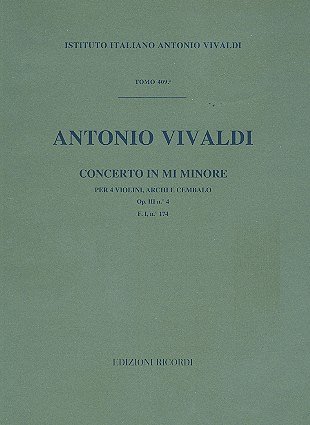 A. Vivaldi: Concerto For 4 Violins In Mi Min. (Part.)