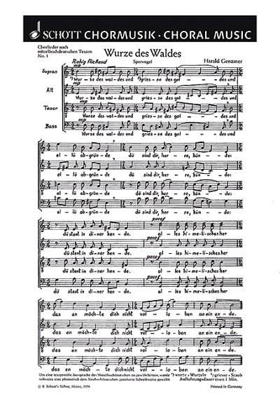 H. Genzmer: Fünf Chorlieder GeWV 17 , GCh4 (Chpa)