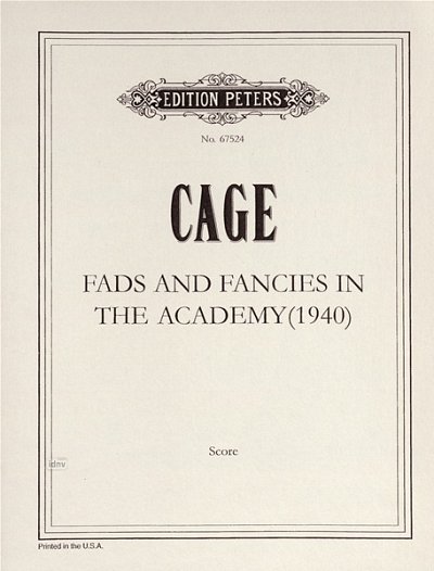 J. Cage: Fads And Fancies P/Sti