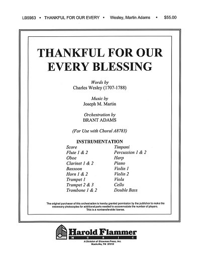 J. Martin: Thankful for Our Every Blessing, Sinfo (Pa+St)