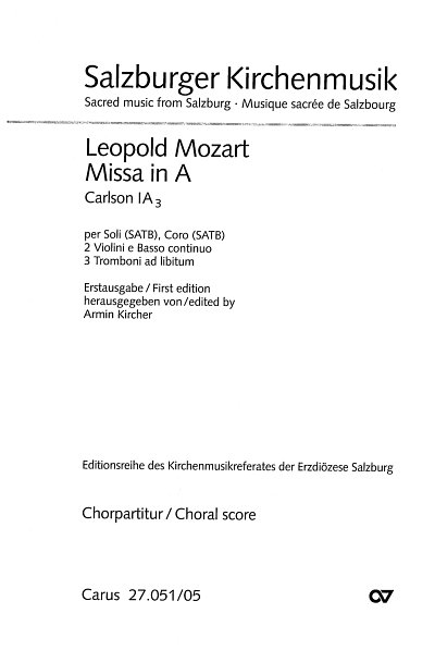 L. Mozart: Missa in A, 4GesGch2VlBc (Chpa)