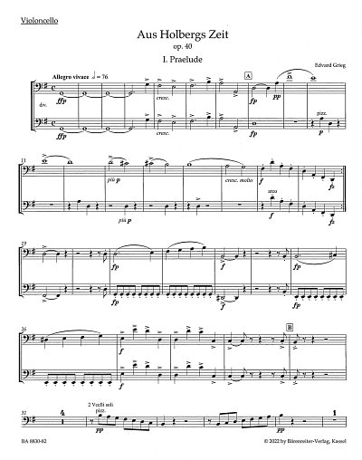 E. Grieg: Aus Holbergs Zeit op. 40, Stro (Vc)