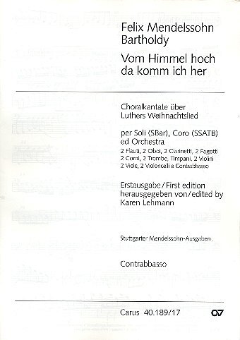 F. Mendelssohn Barth: Vom Himmel hoch, 2GsGchOrch (KB)