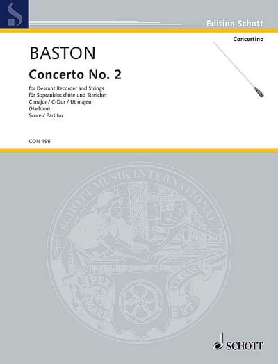 DL: J. Baston: Concerto No. 2 C-Dur, SbflStrBc (Part.)
