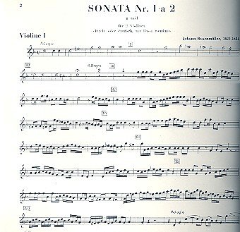 J. Rosenmueller: Sonata g-Moll Nr. I a 2, 2VlBc (Vl1)