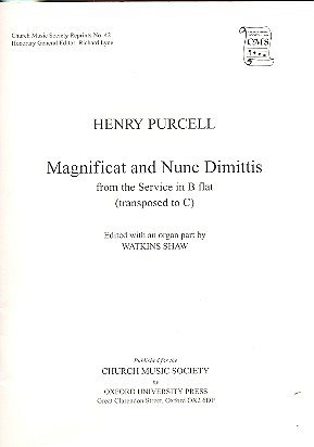 H. Purcell: Magnificat and Nunc dimittis (tr, Gch;Org (OrgA)