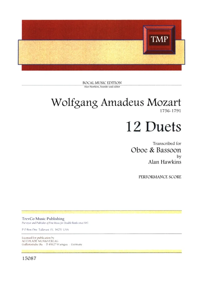 W.A. Mozart: 12 Duette, ObFag (Sppa) (0)