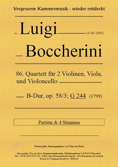 L. Boccherini: Streichquartett Nr. 86 ( G244) B-Dur op. 58/3