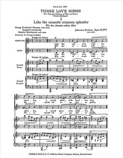 J. Brahms: Three Love Song Waltzes, Op. 52/4,13, Op. 65/13