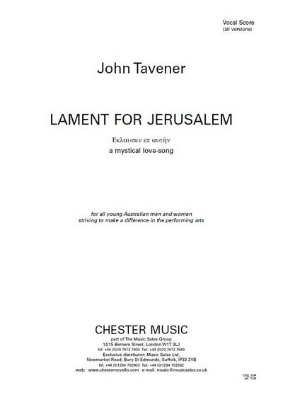 J. Tavener: Lament For Jerusalem (KA)