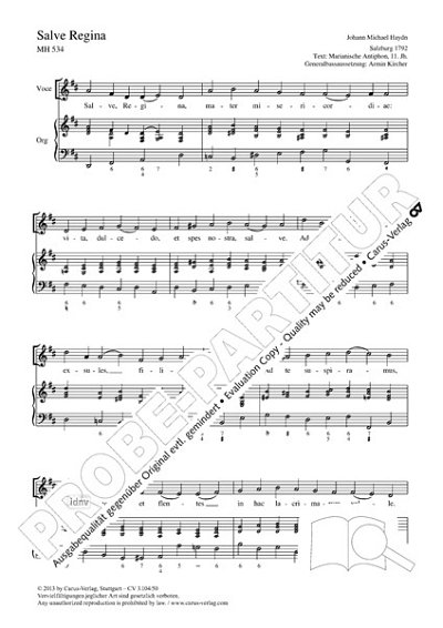 DL: M. Haydn: Salve Regina D-Dur MH 534 (1792), GesOrg (Part