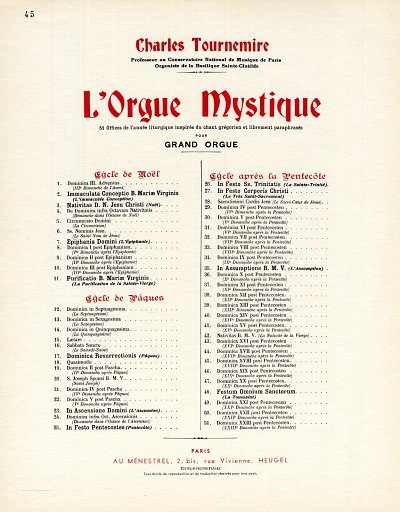 C. Tournemire: L'Orgue mystique Vol.45, Org