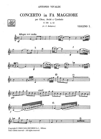 A. Vivaldi: Concerto in Fa Maggiore (F Major) Rv 45 (Stsatz)