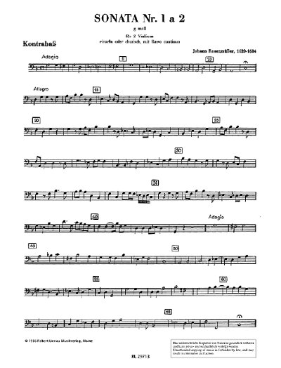 J. Rosenmüller: Sonata No. 1 G minor a 2