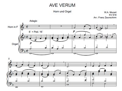 DL: W.A. Mozart: Ave verum corpus, HrnOrg (Par2St)