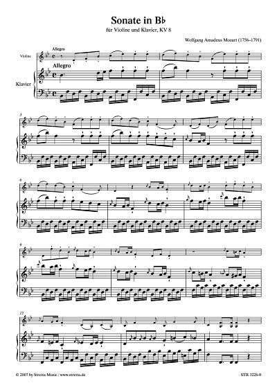DL: W.A. Mozart: Sonate in B fuer Violine und Klavier, KV 8