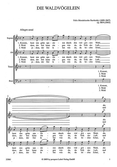 F. Mendelssohn Bartholdy: Die Waldvoegelein Op 88/4