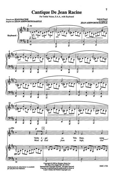 G. Fauré: Cantique De Jean Racine, FchKlav (Chpa)