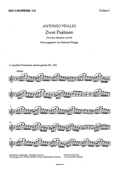 A. Vivaldi: Zwei Psalmen, gemischter Chor, Streicher, Basso 