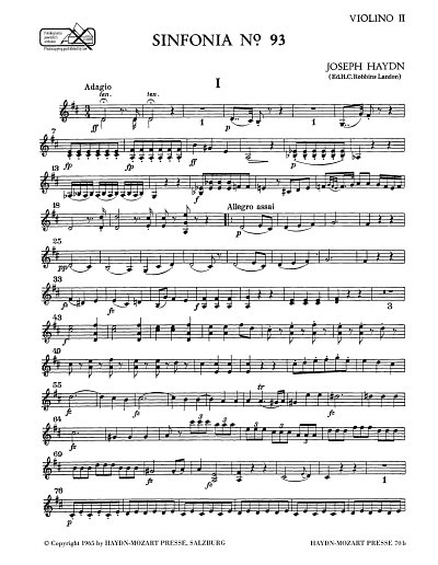J. Haydn: Sinfonia Nr. 93 Hob. I:93 , Sinfo (Vl2)