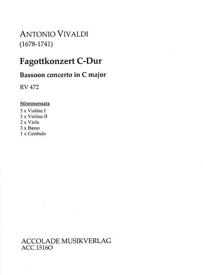 A. Vivaldi: Konzert Nr. 17 RV 472 C-Dur, FagStrBc (Stsatz)