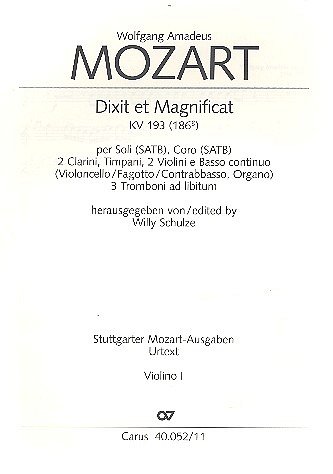 W.A. Mozart: Dixit et Magnificat KV 193 / Einzelstimme Vl. 1