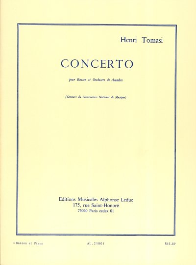 H. Tomasi: Concerto pour Basson et Orchestre d, FagKlav (KA)