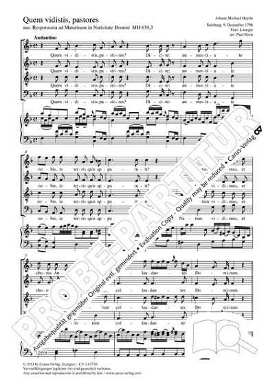 DL: M. Haydn: Quem vidistis, pastores F-Dur MH 6, GchOrg (Pa