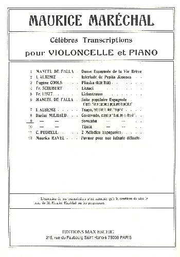 D. Milhaud: Sorobaca Violoncelle-Piano (Part.)