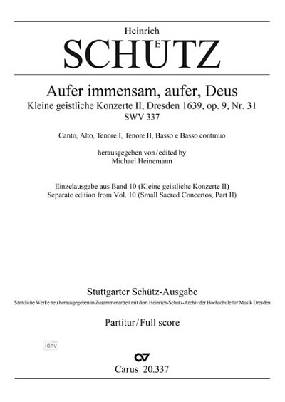 H. Schütz: Aufer immensam, aufer, Deus SWV 33, Gs5Bc (Part.)